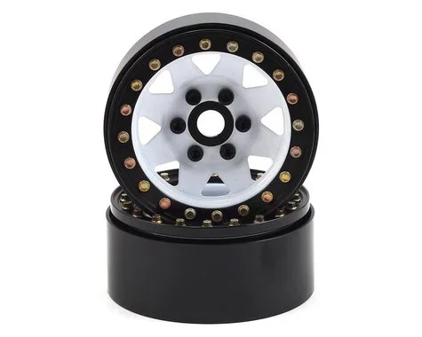 1.9” Steel 8 Spoke Beadlock Wheels (White) (2)