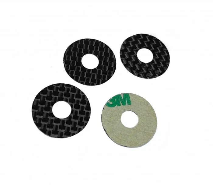 1UP Carbon Fiber Body Washers (4pc Set) Adhesive Backed for 6mm Post Hole 10401