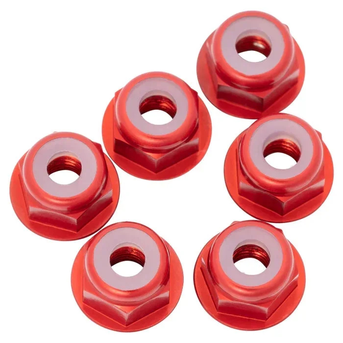 1UP Racing 7075 Aluminum Flanged Locknuts M3 Red 6pcs