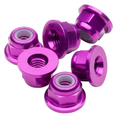 1Up Racing 80524 Premium Aluminum Locknuts M3 Flanged – Purple (6Pcs)