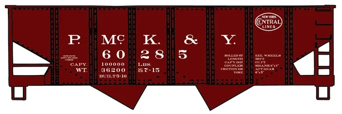 Accurail 2435 HO Scale USRA 55 Ton 2 Bay Open Hopper Kit PMcK&Y 60285 (Pittsburgh McKeesport & Youghiogheny)