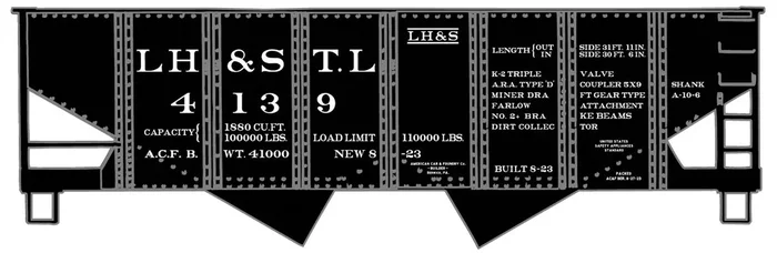 Accurail 2437 HO Scale USRA Twin Hopper Louisville Henderson & St. Louis LH&Stl Kit