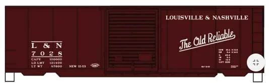 Accurail 3458 HO Scale 40′ PS-1 Boxcar Kit Louisville & Nashville L&N 7028 (Old Reliable Slogan)