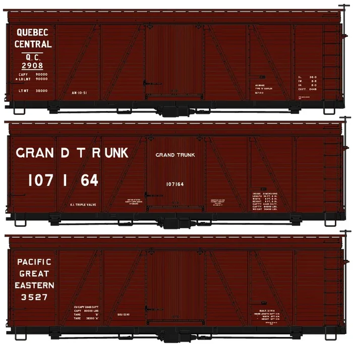 Accurail 8135 HO Scale Fowler 36′ Boxcar Kit 3 Pack Canadian Roads