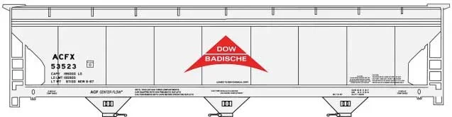 Accurail 81761 HO Scale ACF 3 Bay Covered Hopper Kit Dow Badische ACFX 53523