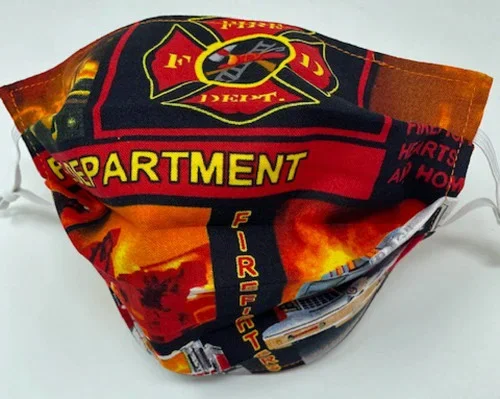 Adult Fire Department Face Mask Adjustable Washable Reusable Face Shield Double Cotton Face Covering
