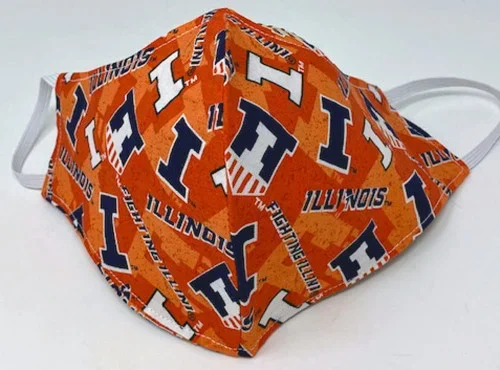 Adult Large Face Mask University Illinois Print Face Shield