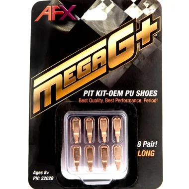 AFX 22028 Mega G+ Pit Kit PU Shoes (8Pair) Long HO Scale Slot Car