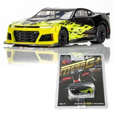 AFX 22060 Mega-G+ 2021 Camaro ZL1 Wildfire Black/Lime HO Slot Car