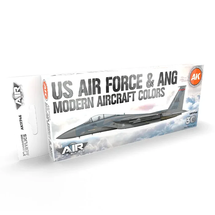 AK Interactive 11746 Air Series: US Air Force & ANG Modern Aircraft & Helicopter 3G Acrylic Paint Set (8 Colors)