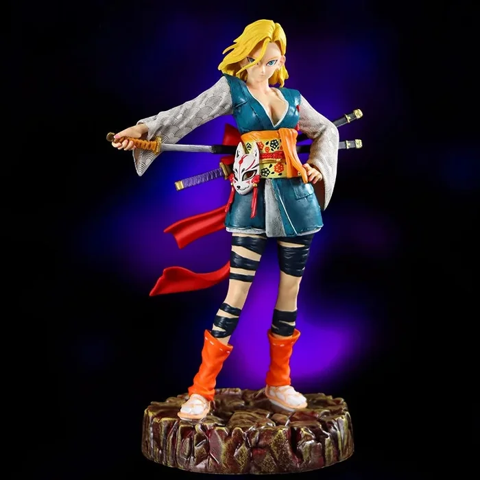 Android 18 Figura coleccionable – Dragon Ball Z, 26 cm, pose de Samurai, alto detalle