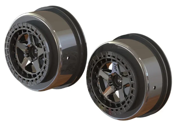 Arrma AR510098 SC 2.2″/3.0″ Wheel 14mm Hex Black/Chrome (2) Senton