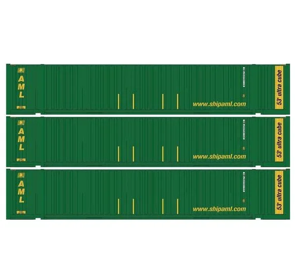 Athearn 1176 HO Scale 53′ Jindo Intermodal Container Alaska Marine ALMU 3-Pack