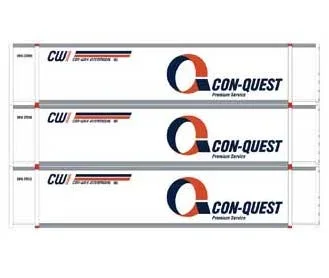 Athearn 27689 HO Scale 48′ Container Con-Way Conquest CWIU #2 3 Pack
