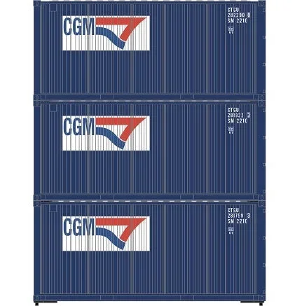 Athearn 27787 HO Scale 20′ Intermodal Corrugated Container CGM CGTU 3-Pack #1