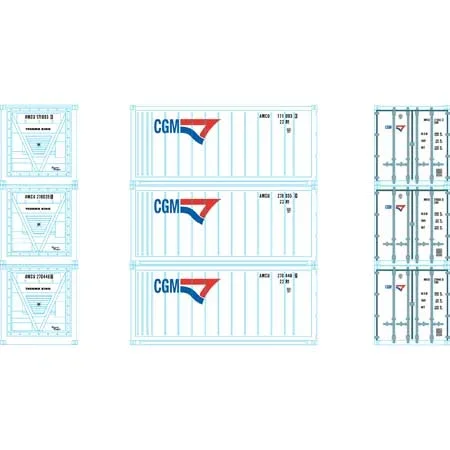 Athearn 28886 HO Scale 20′ Intermodal Reefer Container CGM AMCU 3-Pack