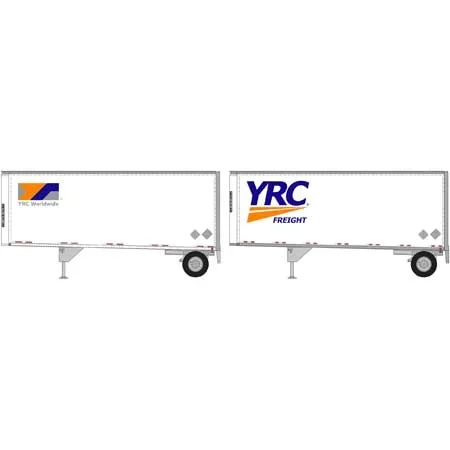 Athearn 29044 HO Scale 28′ Trailers with Dolly Yellow Roadway Corp YRC