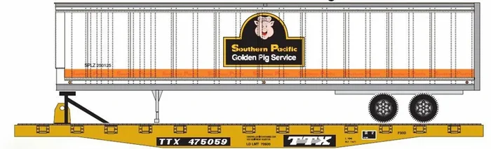 Athearn 29298 HO Scale 50′ TTX Flatcar with SP Trailer – NOS