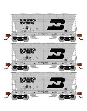Athearn 81061 HO Scale ACF 2970 2 Bay Covered Hopper Burlington Northern BN 3 Pack