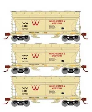 Athearn 93465 HO Scale ACF 2970 2 Bay Covered Hopper Winchester Western W&W 3 Pack