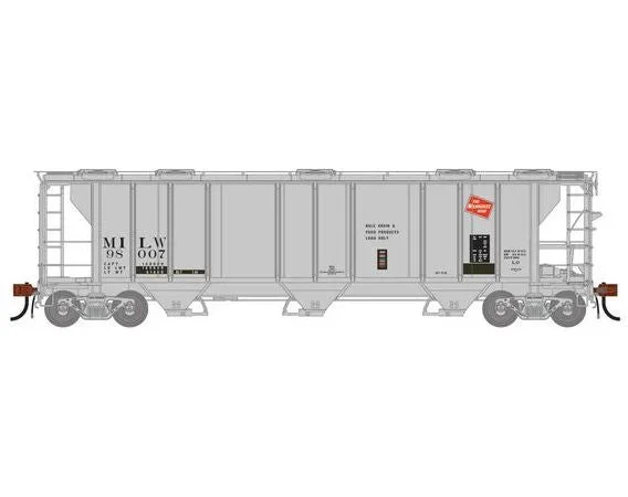 Athearn Genesis G1266 HO Scale PS-2 2893 Covered Hopper Milwaukee Road MILW Primed for Grime 98007