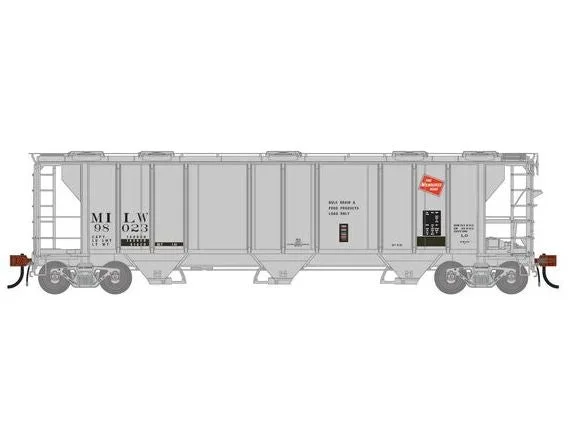 Athearn Genesis G1267 HO Scale PS-2 2893 Covered Hopper Milwaukee Road MILW Primed for Grime 98023