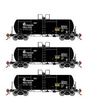 Athearn Genesis G25758 HO Scale 13,000 Gallon Acid Tank Car Procor “Black” PROX 3 Pack