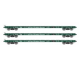 Athearn HO Scale 97080 60′ Flatcar British Columbia BCOL 3 Pack