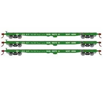 Athearn HO Scale 98081 60′ Flatcar Burlington Northern BN 3 Pack