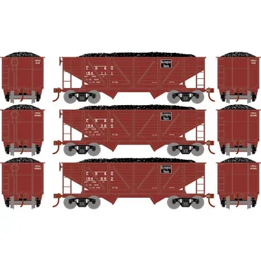 Athearn RND70802 34′ 2-Bay Composite Coal Hopper – CB&Q (3) Freight Car HO Scale