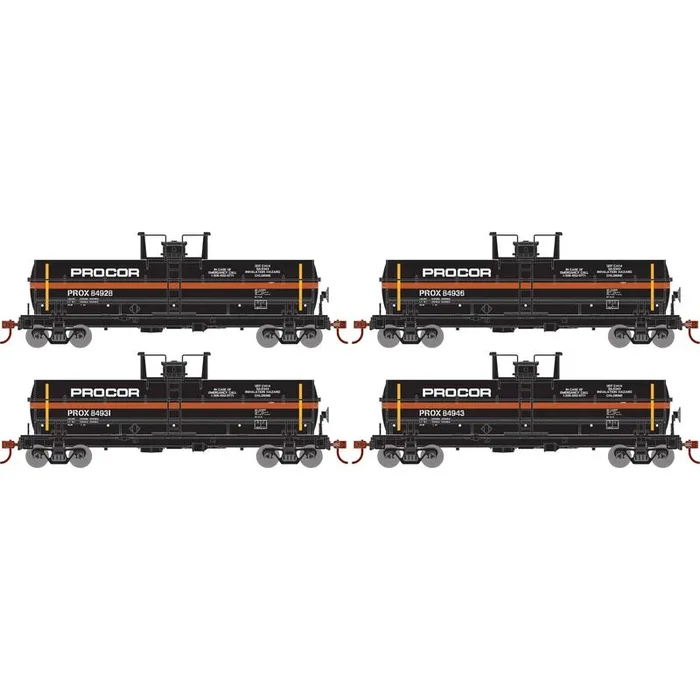 Athearn RTR 1299 HO Scale Chemical Tank Procor PROX 4-Pack