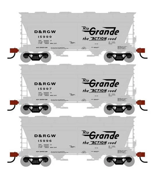 Athearn RTR 1685 HO Scale ACF 2970 Covered Hopper Rio Grande DRGW 3-Pack