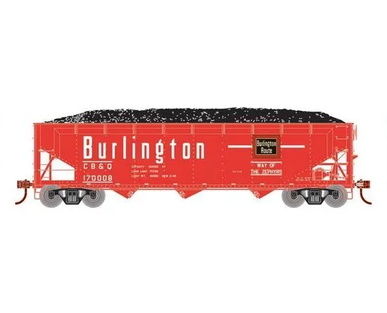 Athearn RTR 33080 HO Scale 40′ Offset Coal Hopper W/Load Burlington CB&Q 170008