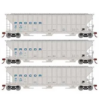 Athearn RTR 81588 HO 54′ FMC 4700 Covered Hopper Procor UNPX 3 Pack