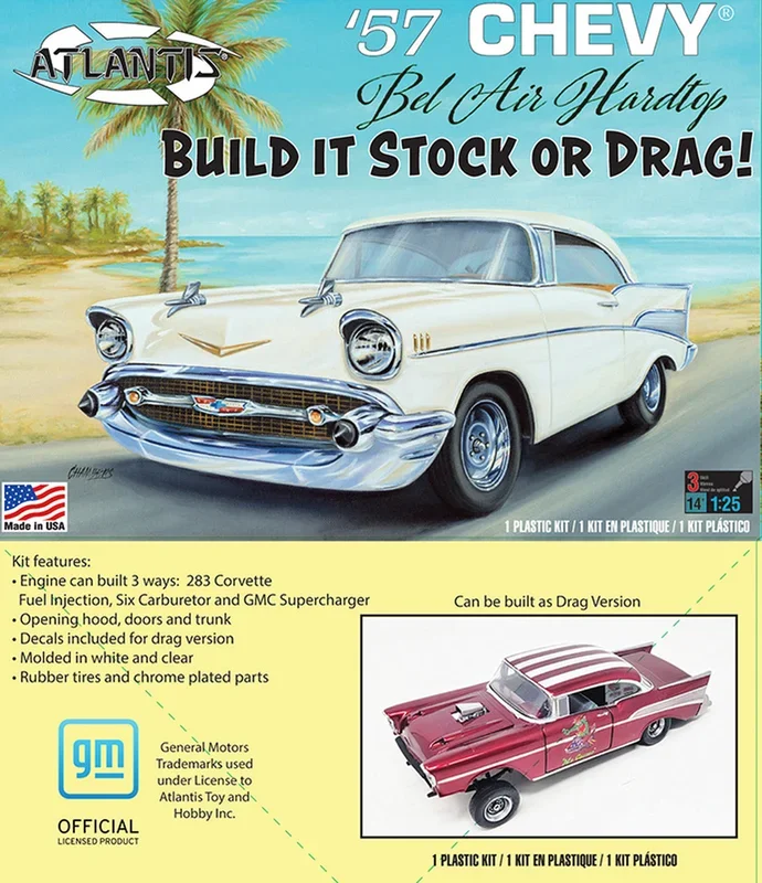 Atlantis Models 1/25 1957 Chevy Bel Air Stock / Drag Plastic Model Kit