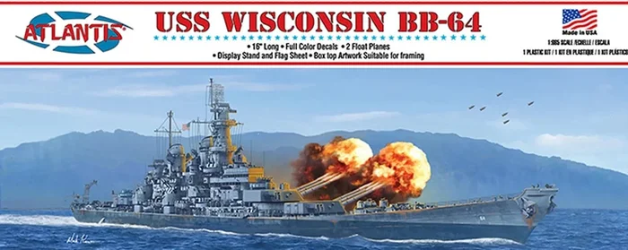 Atlantis Models 1/665 USS Wisconsin BB-64 Battleship 16 Inch Plastic