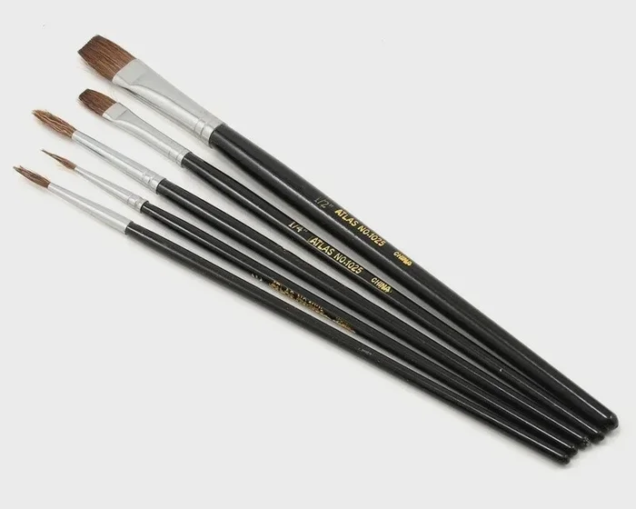 Atlas Brush Round & Flat Camel Hair Brush Set (5)