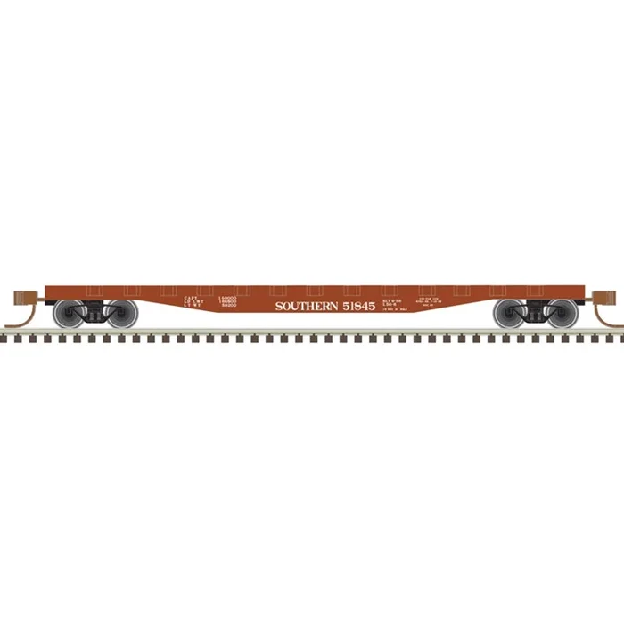 Atlas Trainman 50005573 N Scale 50′ Flatcar with Stakes Southern 51852
