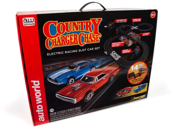 Auto World Country Charger Chase HO Slot Race Set SRS335 SHELBY GT500