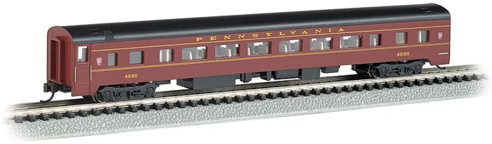 Bachmann 14256 N Scale 85′ Lighted Smooth-side Coach Pennsylvania PRR 4292