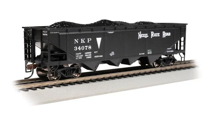 Bachmann 17623 HO Scale 40′ 4 Bay Open Hopper with Coal Load Nickel Plate Road NKP 34078