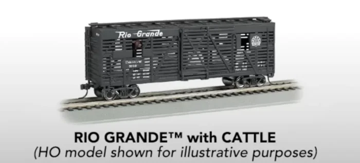 Bachmann 19753 N Scale 40′ Annimated Stock Car Rio Grande D&RGW with Cattle
