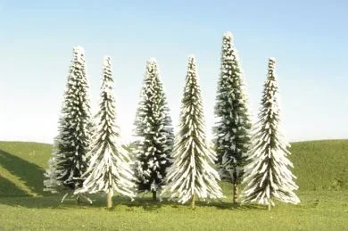 Bachmann SceneScapes 32002 Pine Trees with Snow 5-6″ (6 Pack)