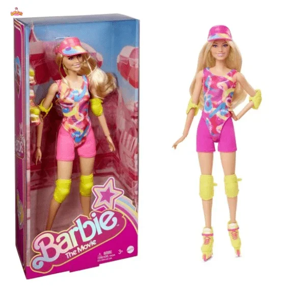 Barbie Movie Roller Skating Barbie Doll with Colorful Leotard and Neon Inline Skates