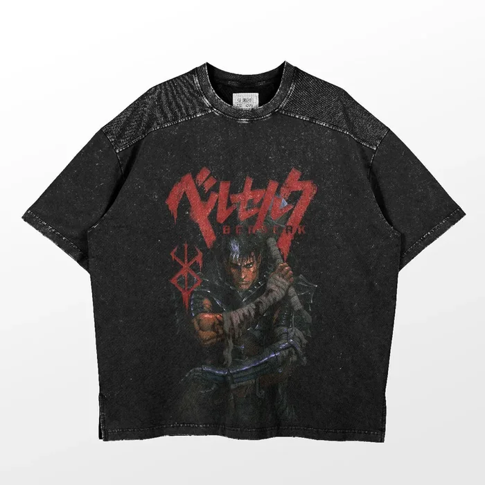 Berserk Anime Graphic Tee – Guts Knight Warrior Design | Chemise de qualité supérieure