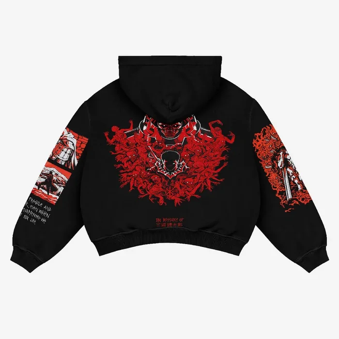 Berserk Anime Hoodie-Berserker Worw Warrior Design, 360 GSM Cotton, классический черный высококачественный принт