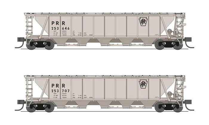 BLI (Broadway Limited Imports) 7254 N Scale H32 Covered Hopper Pennsylvania “Plain Keystone” 2 Pack