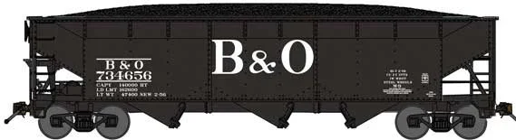 Bluford Shops 74044 N Scale 70 Ton 3-Bay Offset Hopper w/ Coal Load B&O 734043