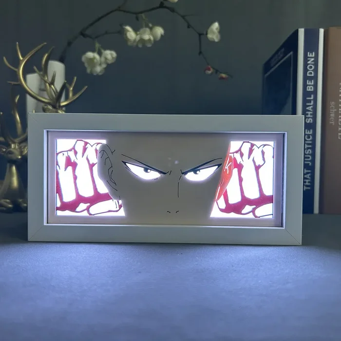 Boîte à lumière animée One Punch Man – Lampe LED 3D Saitama avec effets de changement de couleur dynamiques