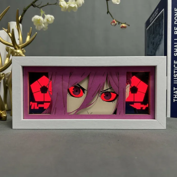 Boîte à lumière LED Chigiri Hyoma – Lampe d’anime 3D à verrouillage bleu avec lueur rouge intense